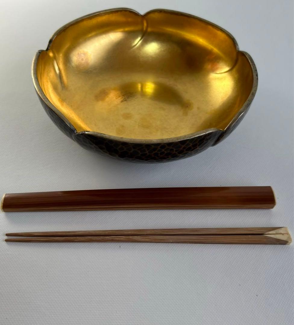 更にx8値下げ！金谷五郎三郎　内金張り錺鋳菓子器（箸付）＜1100010a72＞