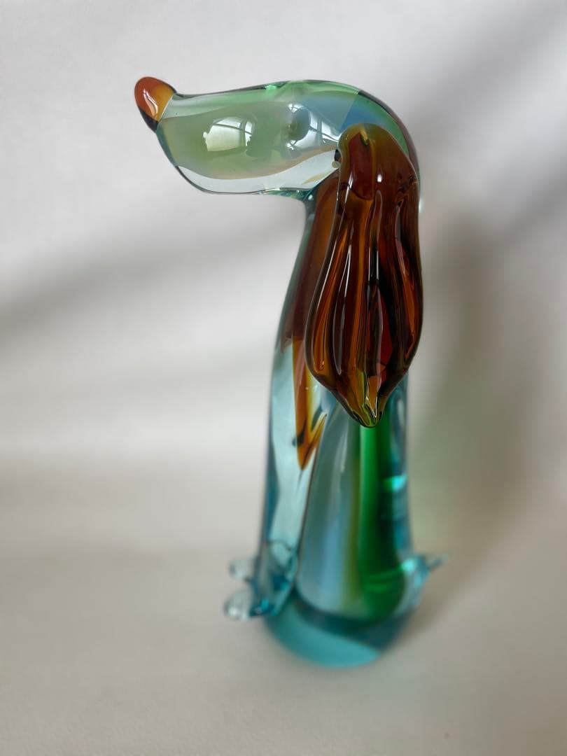 海外作家 ガラス細工 犬 ビーグル犬 ダックスフンド ガラス工芸 32.5cm