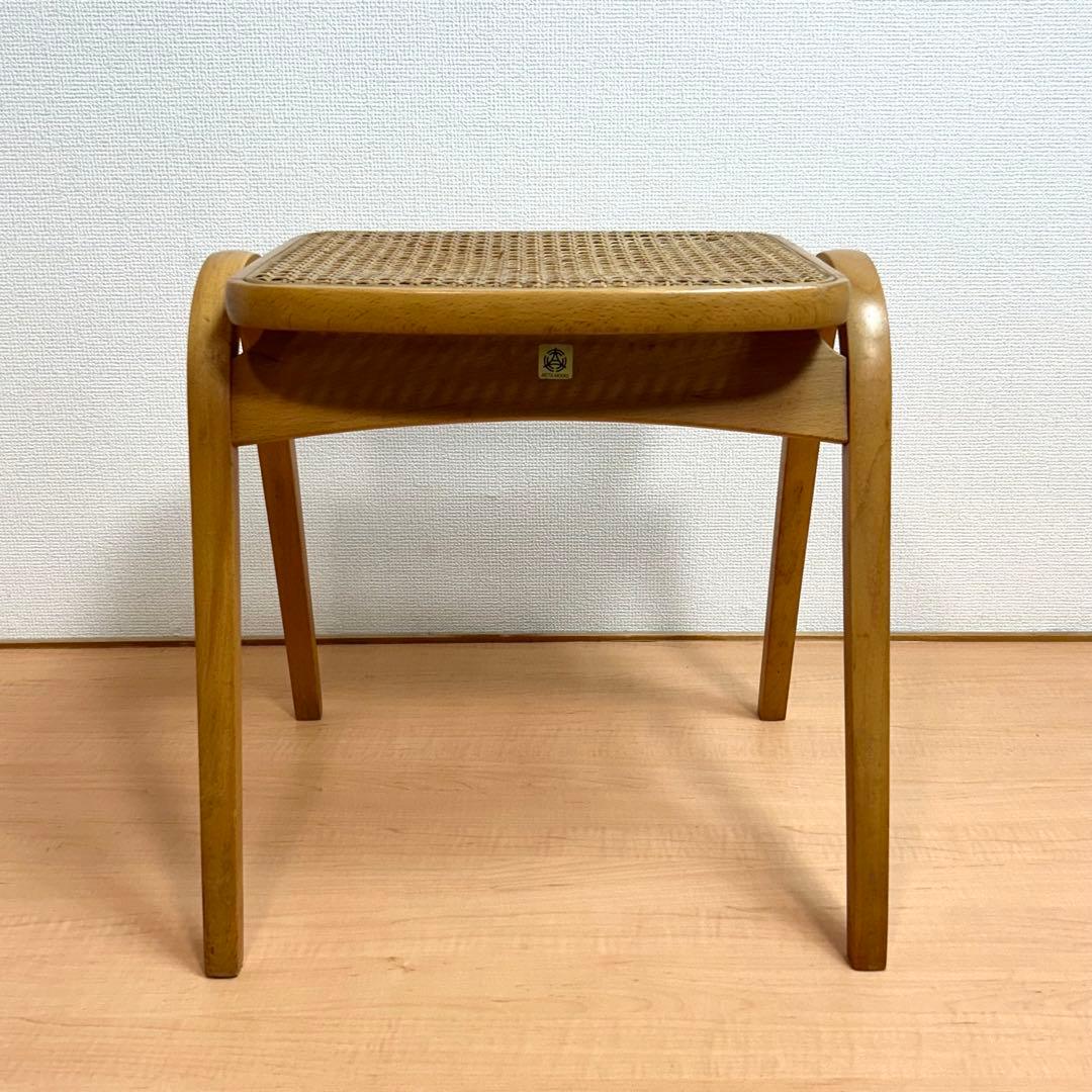 秋田木工 ラタン スツール 剣持勇 ヴィンテージ スタッキング 藤編み アキモク
