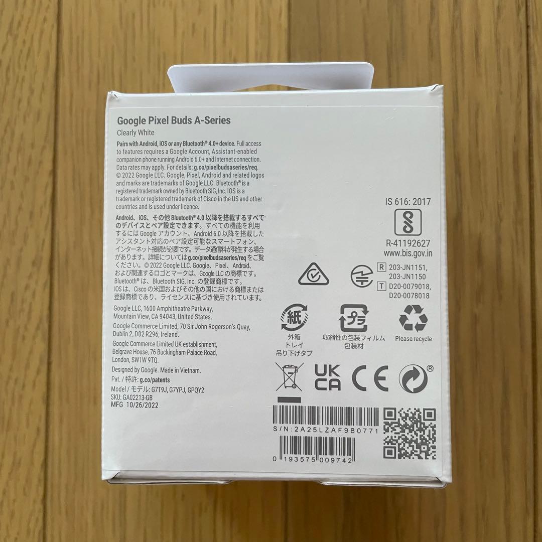ヘッドホン Google PIXEL BUDS A-SERIES CLEARLY WHITE