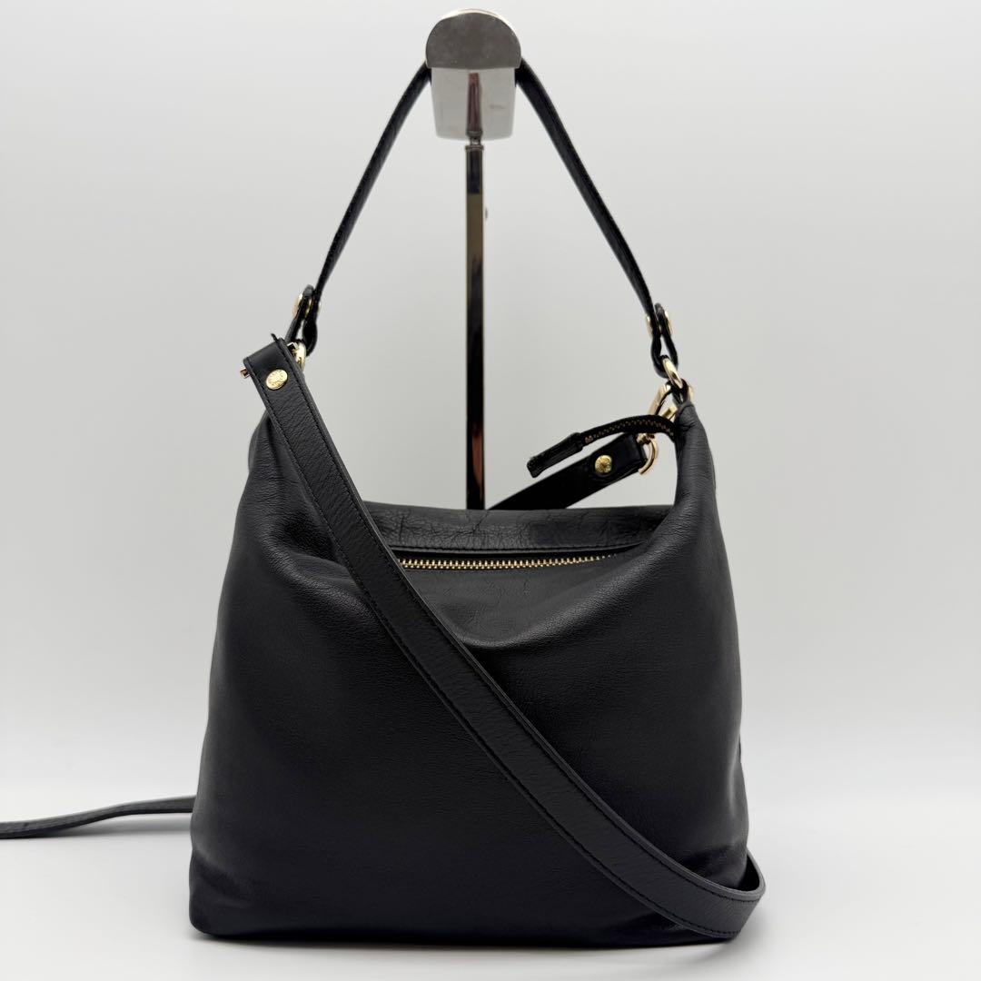 ラシット ソフトレザーシンプルショルダーバッグ 2way ブラック 日本製 牛革