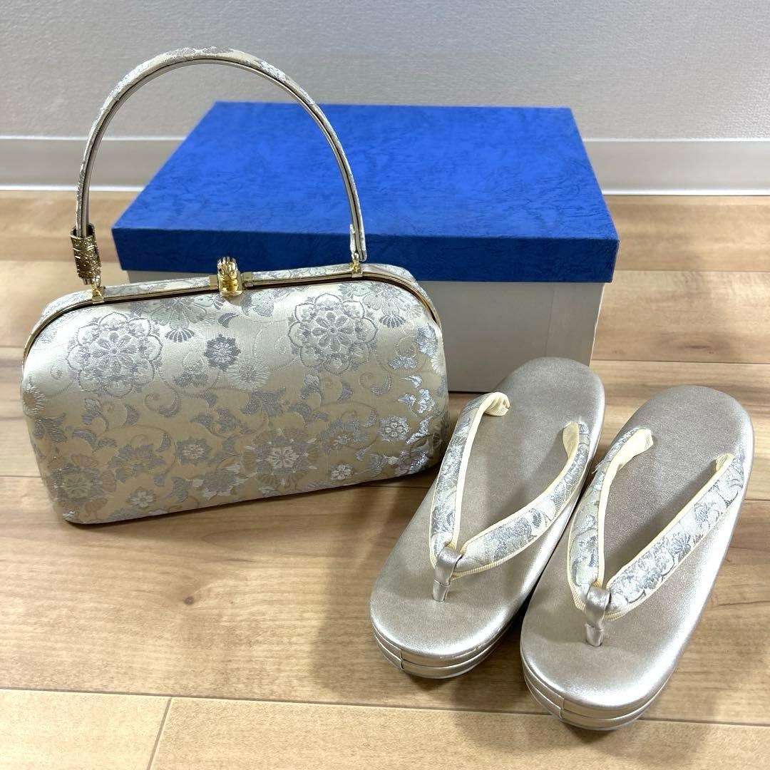 フォーマル 正絹帯地 草履 バッグセット 和装 一度のみ使用 ②