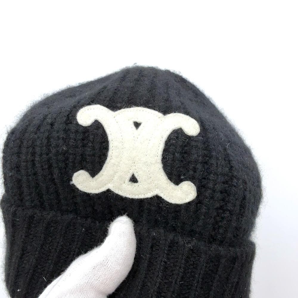 ◇セリーヌ◇2AA32384D/カシミヤ/トリオンフ/ニットキャップ/帽子