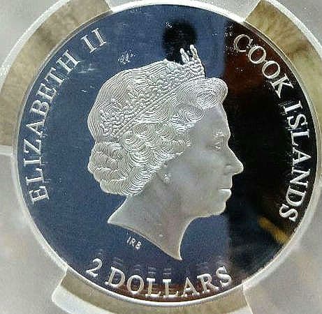 PCGS PR70 DCAM 2016 クック諸島 $2 花 銀貨　世界999枚