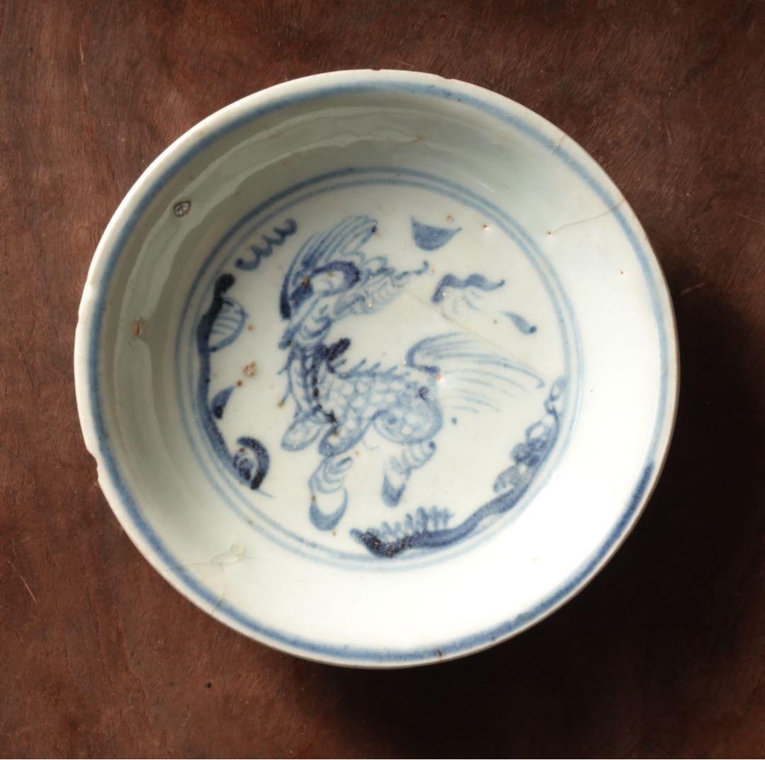 唐物　元時代　染付　神獣文　皿　筆洗　元染付　中国　古玩　鑑賞　景徳鎮窯　古美術