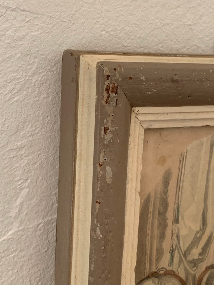 フランス　蚤の市　額　イラスト入り　ブロカント