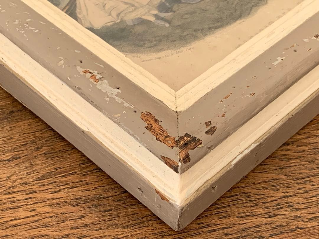 フランス　蚤の市　額　イラスト入り　ブロカント