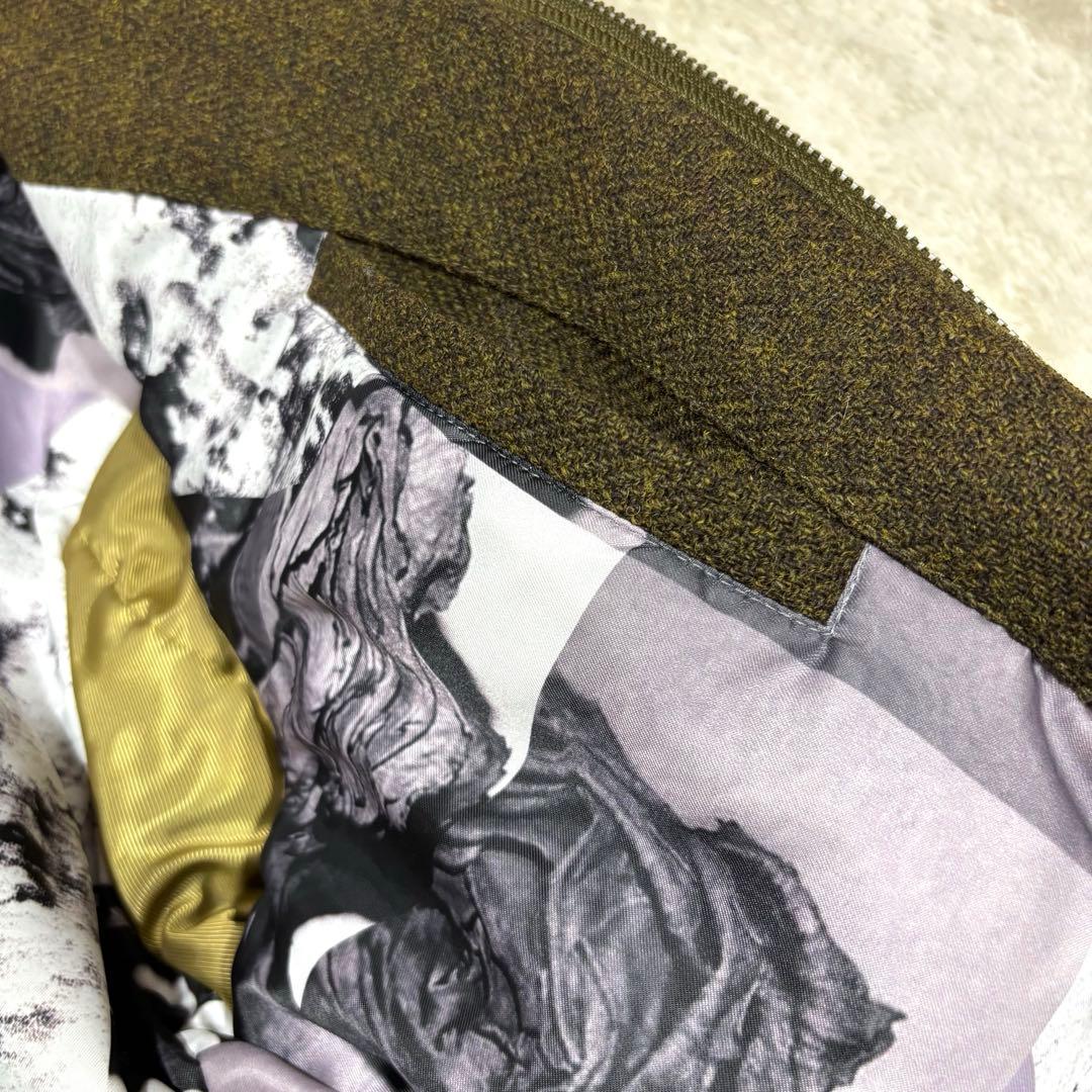 【美品】DIESEL ディーゼル 裏地アート総柄 ウールジャケット 襟レザー　M