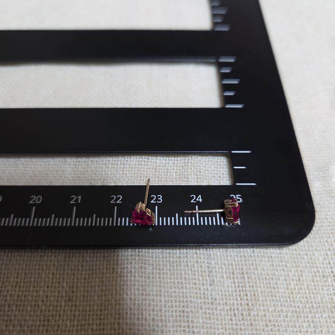 K10YG ルビー ハート ピアス