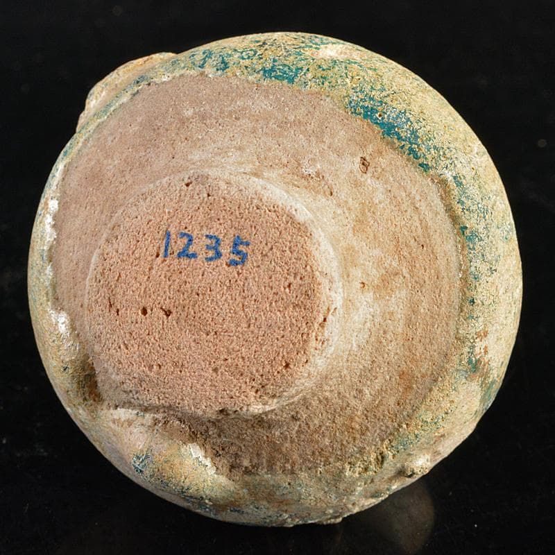 ペルシャ古陶器　緑釉銀化小壷　C　R5928