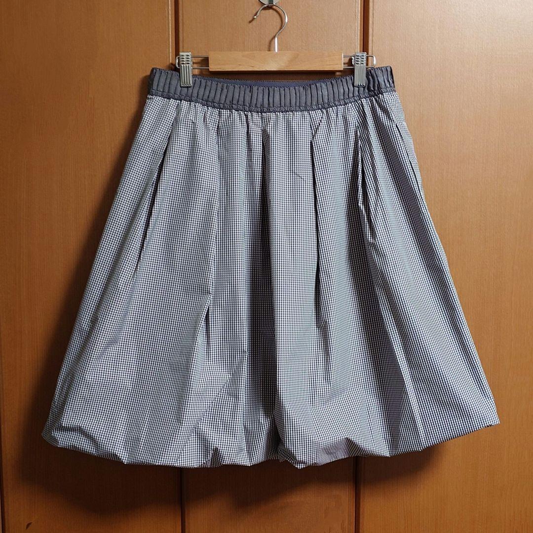 トゥービーシック　バルーン　スカート　ひざ丈　グレー系　格子　総柄　春　夏　秋