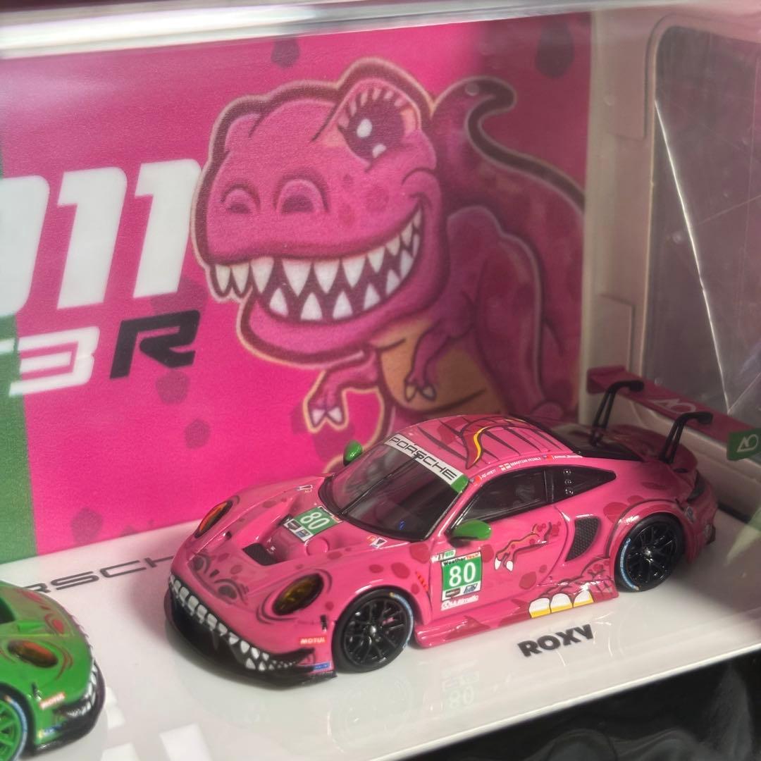 SR 1/64 ポルシェ 911 GT3 ダブルパック グリーン＋ピンク恐竜