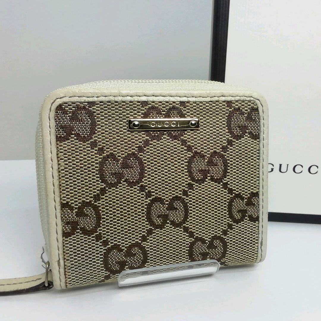 GUCCI　グッチ　GGキャンバス キャメルホワイト　ケース　小銭入れ