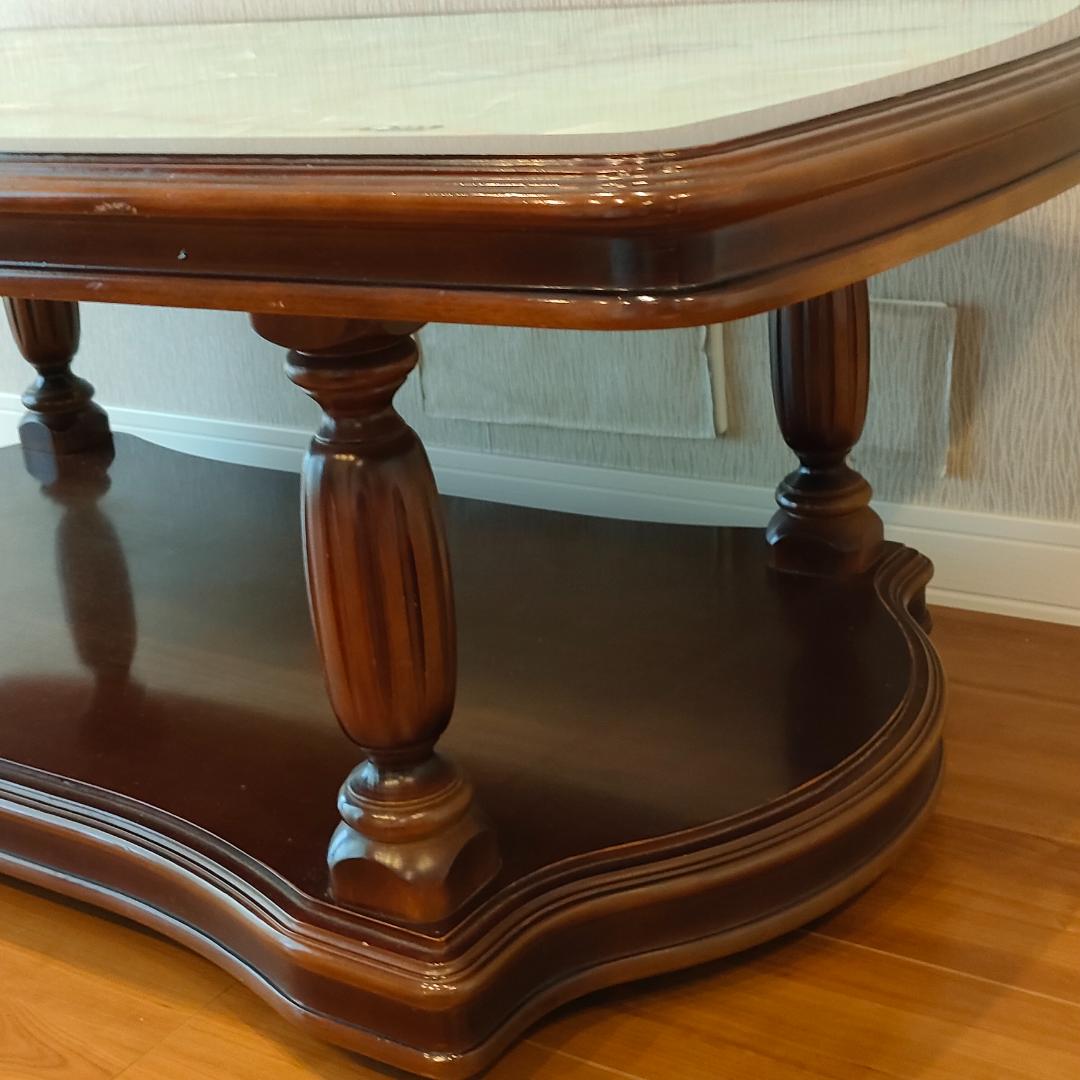 カリモク　ヴィンテージ　センターテーブル　大理石柄　木製