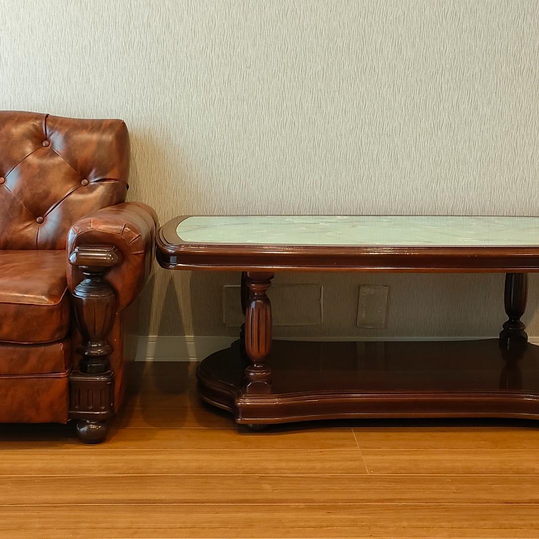 カリモク　ヴィンテージ　センターテーブル　大理石柄　木製