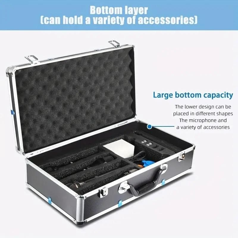 プロフェッショナルマイクキットやミキサー等に大きいアルミアタッシュケース