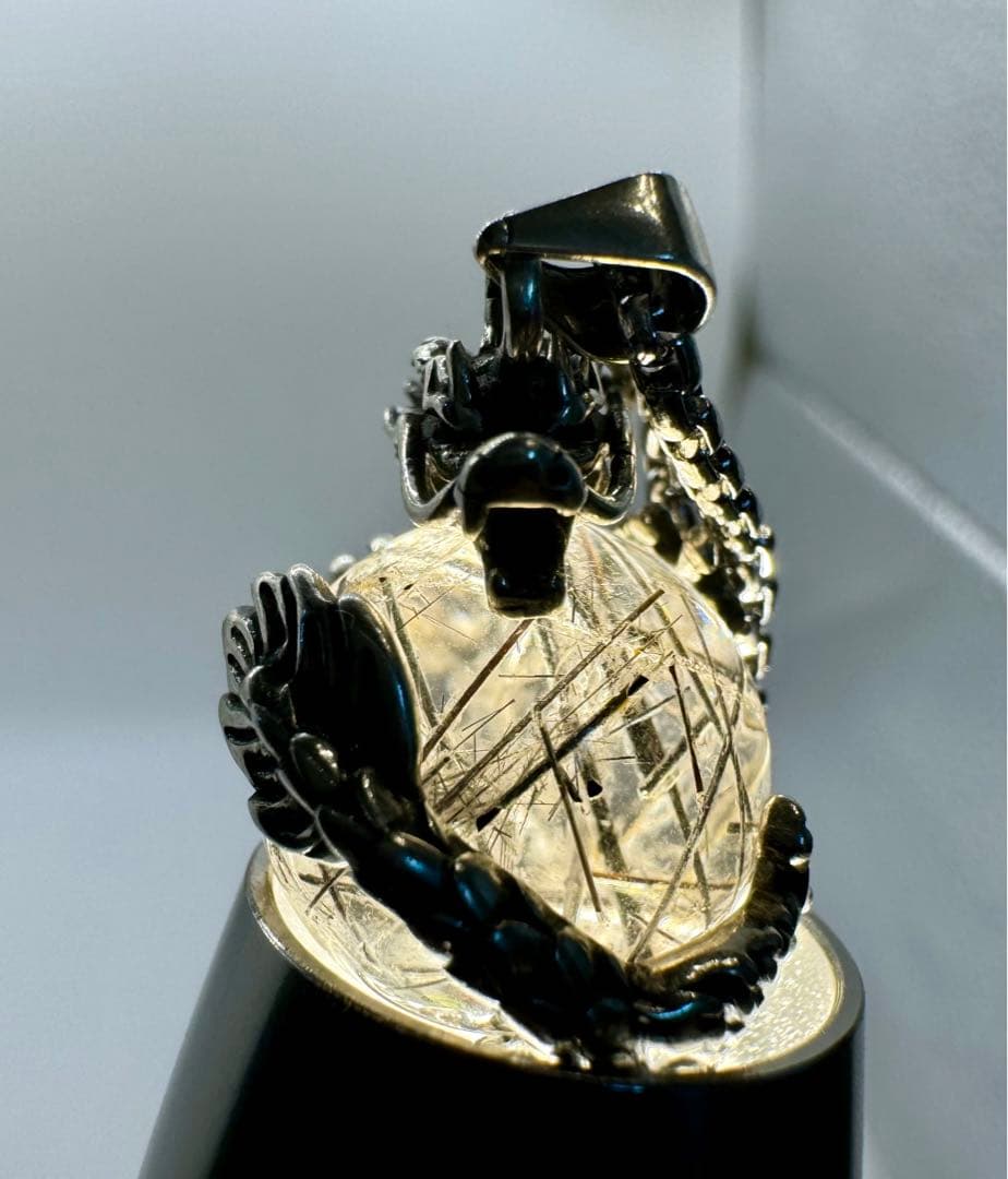 【怪蟲伝闘さん専用】ブラックルチル　ペンダントトップ　虹あり　S925