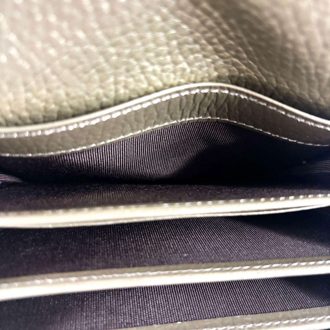 【未使用級】デンハマノ　レザー リトロ　王冠 二つ折り財布 ゴールド