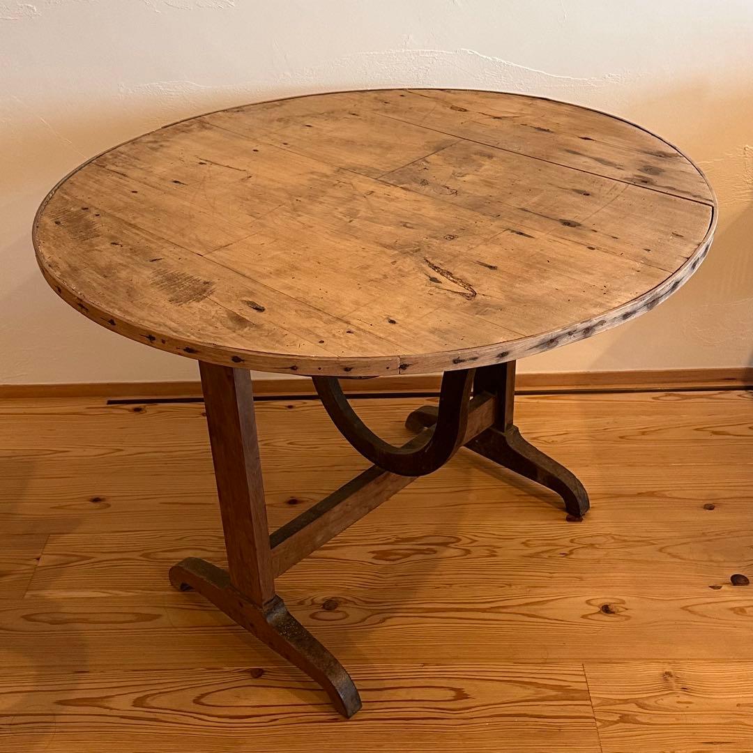 アンティーク　ワインテーブル　テイスティング　フランス　ヴィンテージ　ラウンド