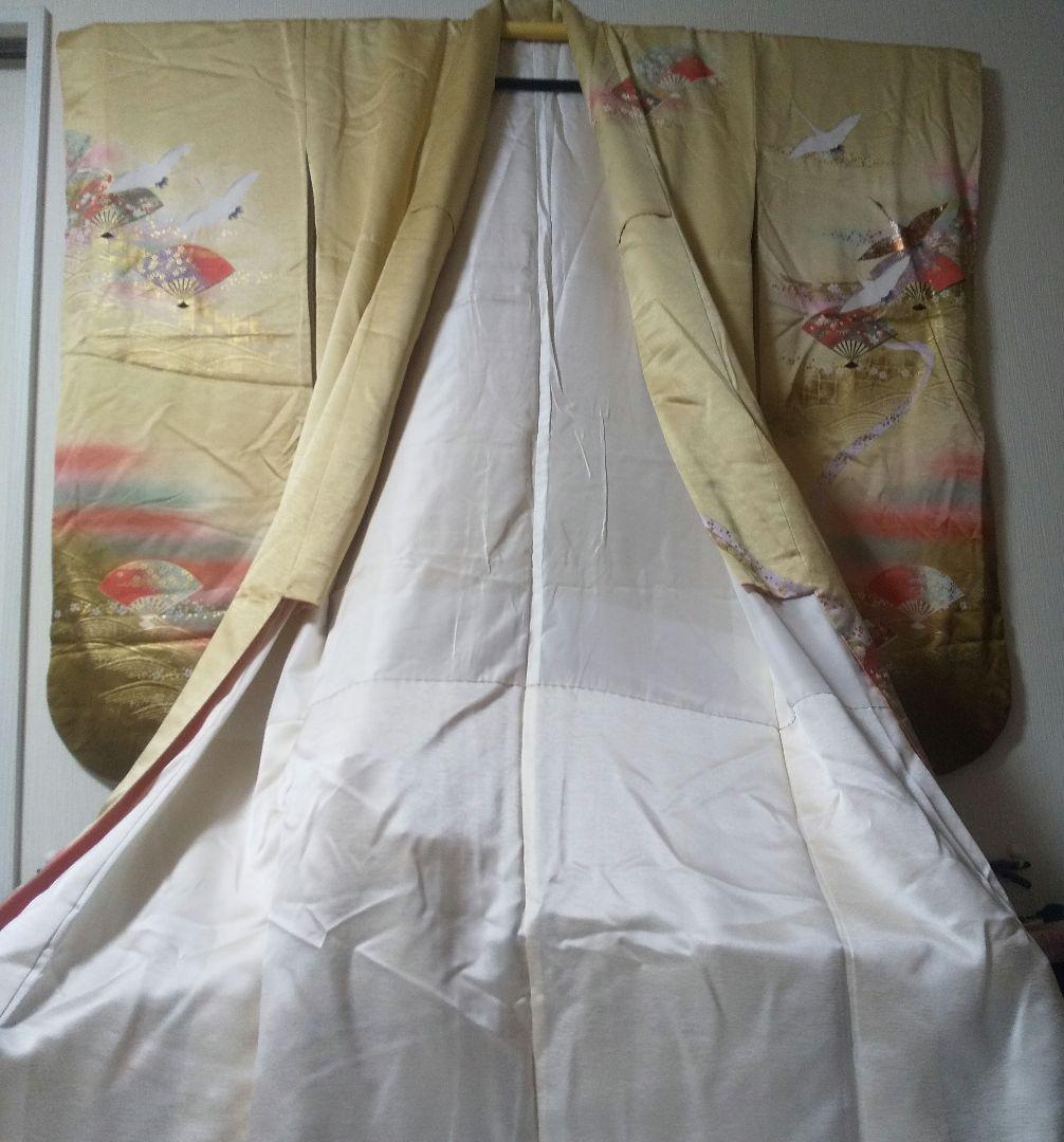 【和装】レディース(女性用) お着物 ゴールド 金の鶴 振袖 成人式