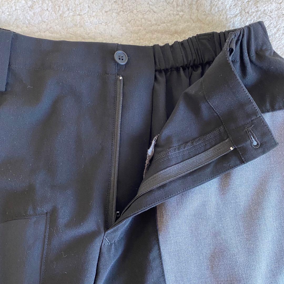 【萌/MOYURU】ワイドパンツ　モダン　【M〜L】クロップド　パネル　ガウチョ