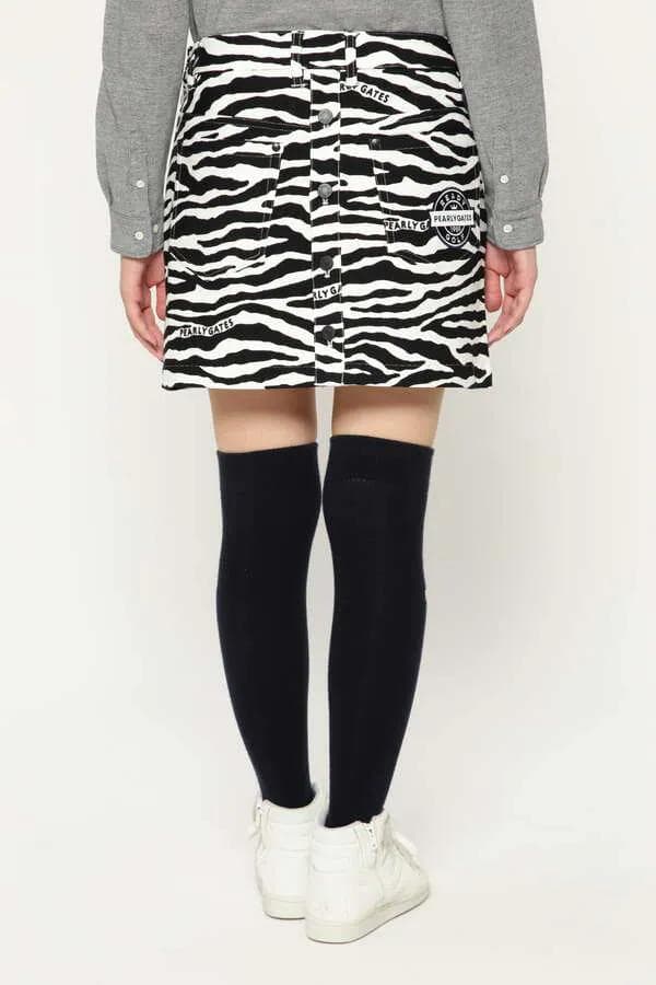 【パーリーゲイツ】２点セット　レディース　ゼブラ柄　スカート＋サンバイザー