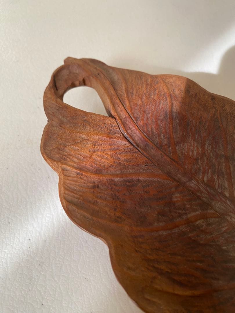 煎茶盆　木彫　在銘　葉盆　煎茶道具　茶道具