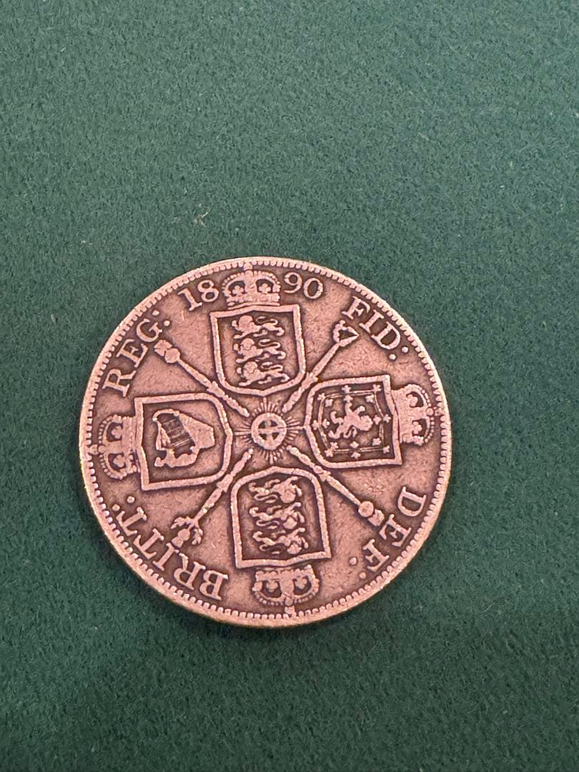 ダブルフローリン銀貨　美品　1890年①