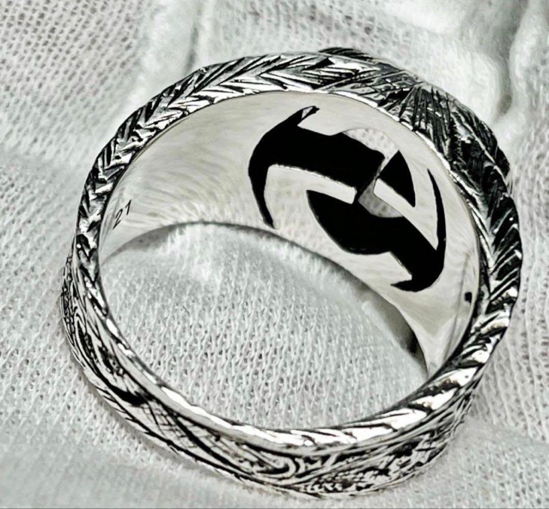 極美品‼️GUCCI 指輪　燻‼️インターロッキングワイドリング　20号