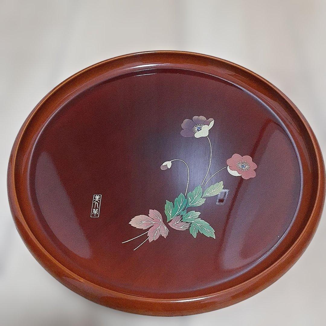 盆 花柄 深い赤色