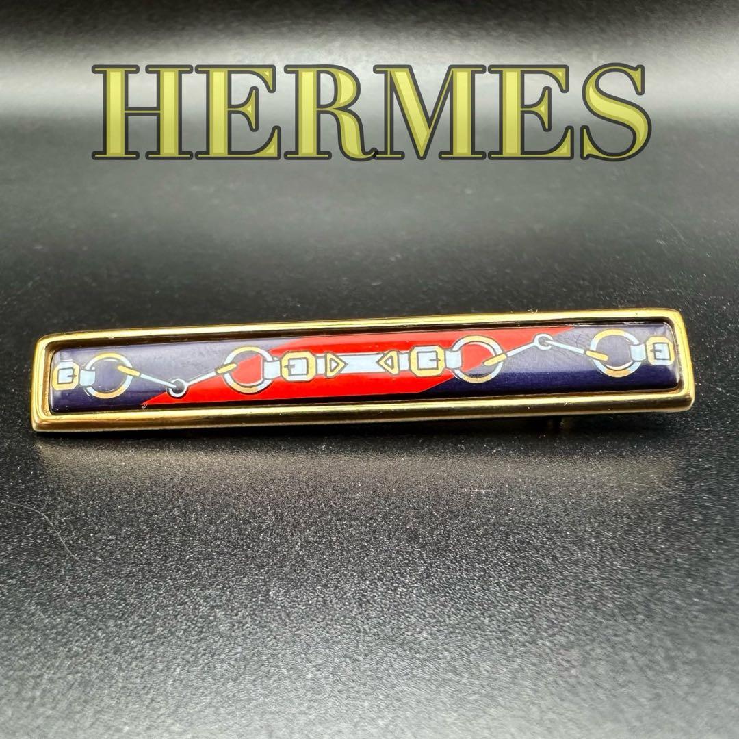 極美品✨　エルメス　ブローチ　エマイユ　七宝焼　ゴールド　1483