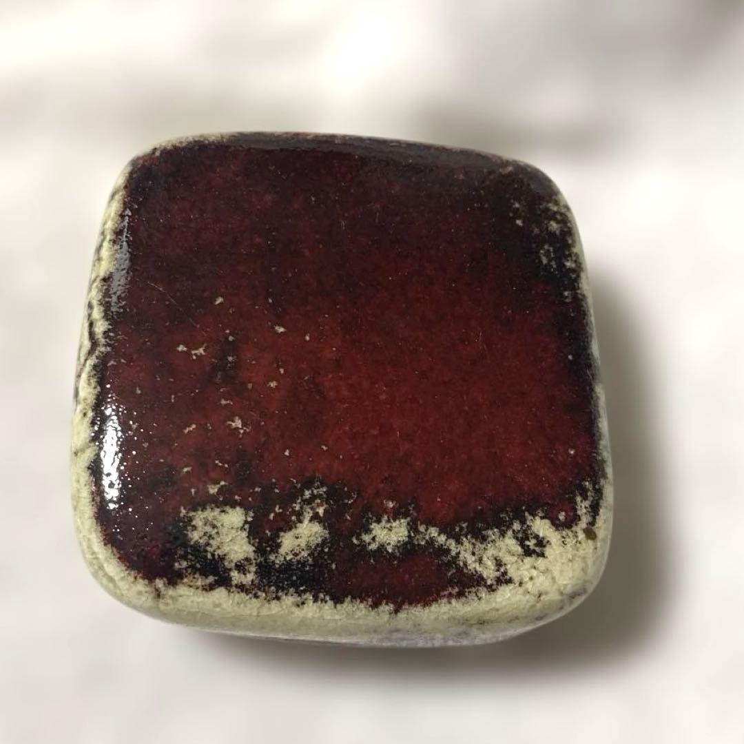 J-13 香合　鯉江茲方　常滑焼　茶道具　共箱　アンティーク　美術品　工芸品