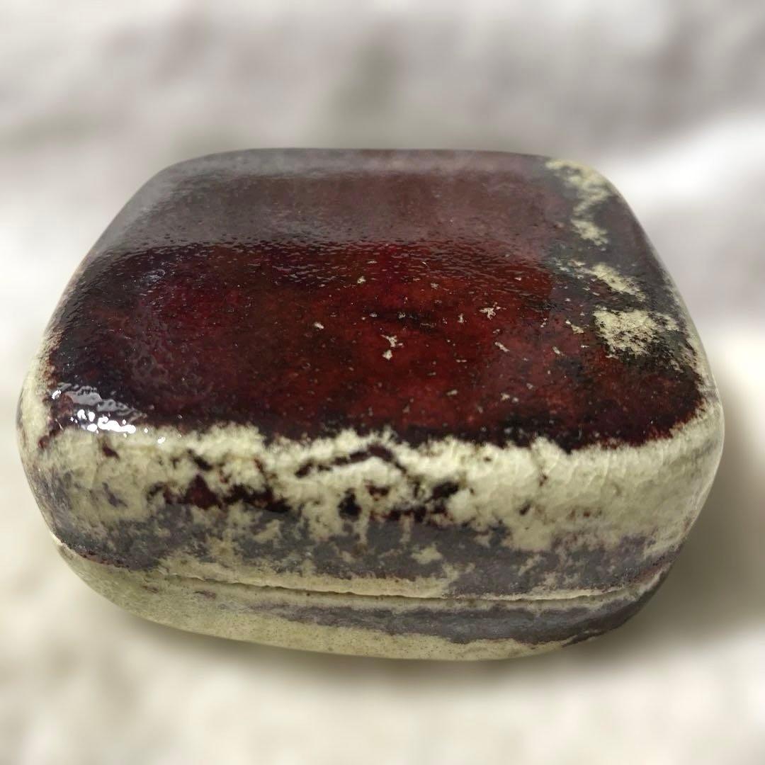 J-13 香合　鯉江茲方　常滑焼　茶道具　共箱　アンティーク　美術品　工芸品