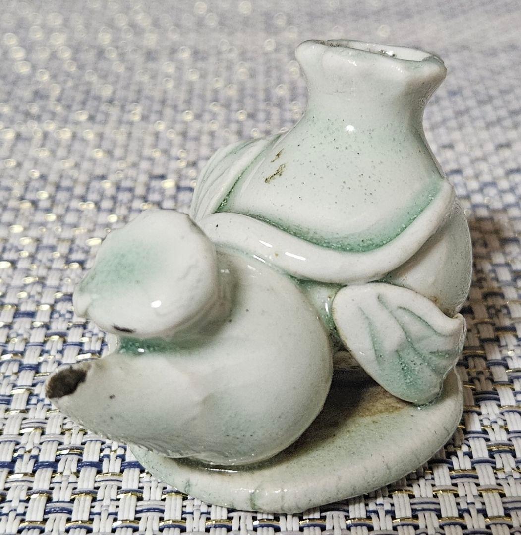 中国古美術　中国古陶磁器　明朝　明代　青白磁　影青　瓢に葉形　水滴　書道具文房具