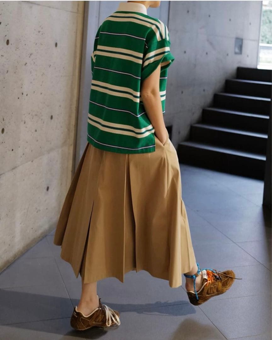 【新品】MACHATT マチャット　ボーダーラガーシャツ　グリーン