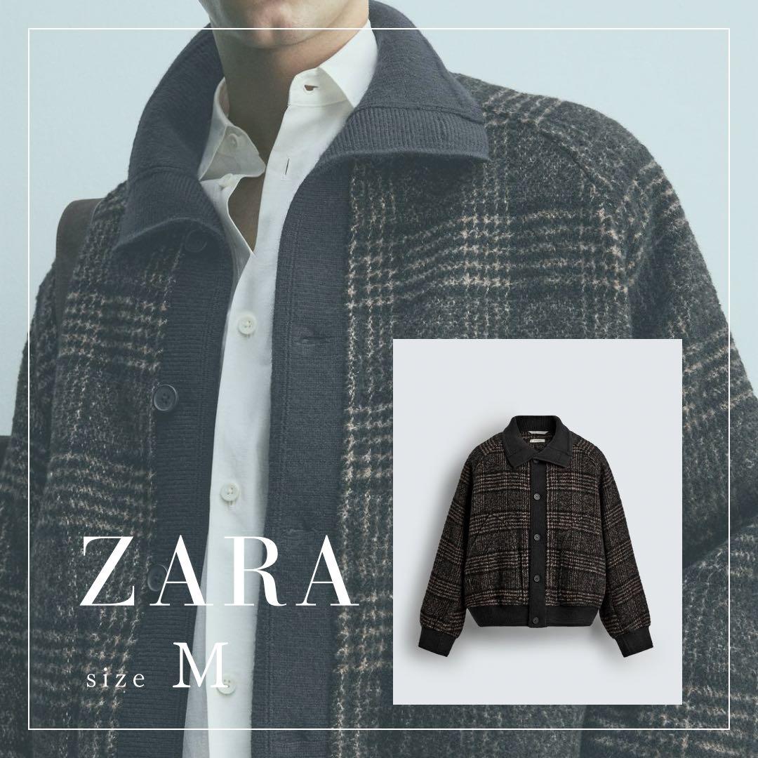 ZARA リブ襟切り替えジャケット　M