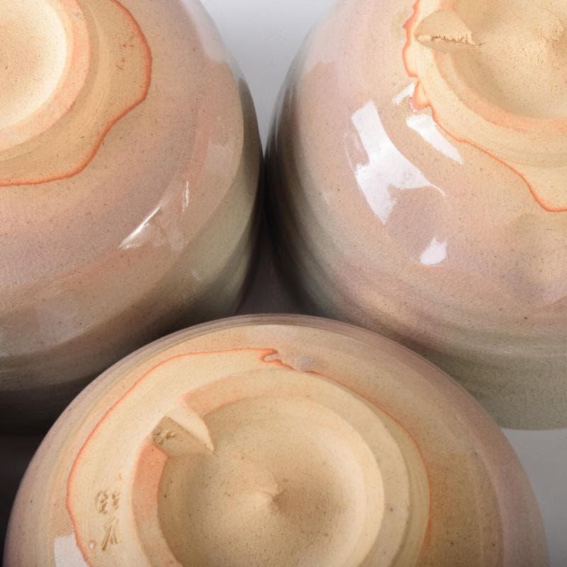 茶道具　萩焼　東光山窯　十一代大和松雁作　茶碗　五客　共布共箱　C　7614A