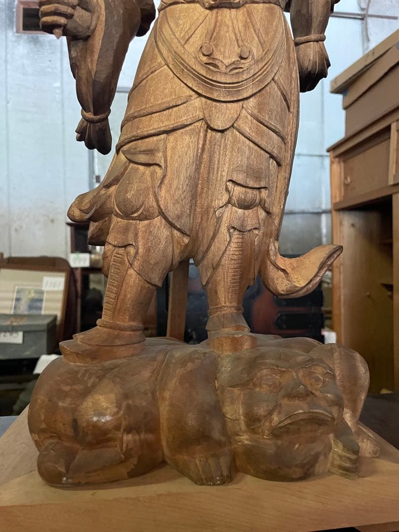 不動明王立像　２体　高さ67cm 仏教美術 仏像 木彫 寺院