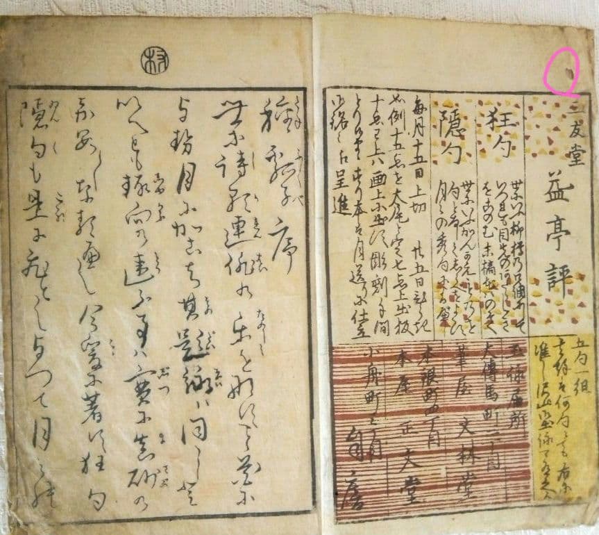 草双紙合巻版画本俳風たねふくべ柳句隠句画賛図式、益亭評、筆屋文林堂本屋正文堂出版