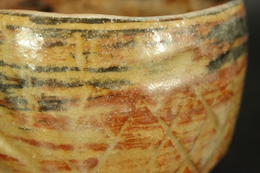 茶道具 二代 小川長楽造 漁村曙 茶碗 共箱 美品(A807)