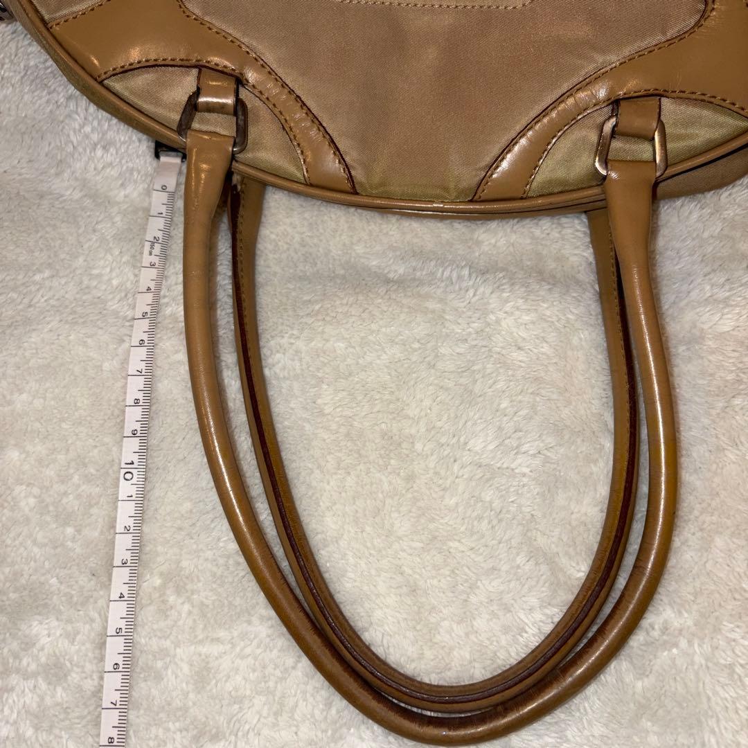 PRADA プラダ　ナイロンバッグ　革　カーキ　三角ロゴ　y2k 鑑定済み