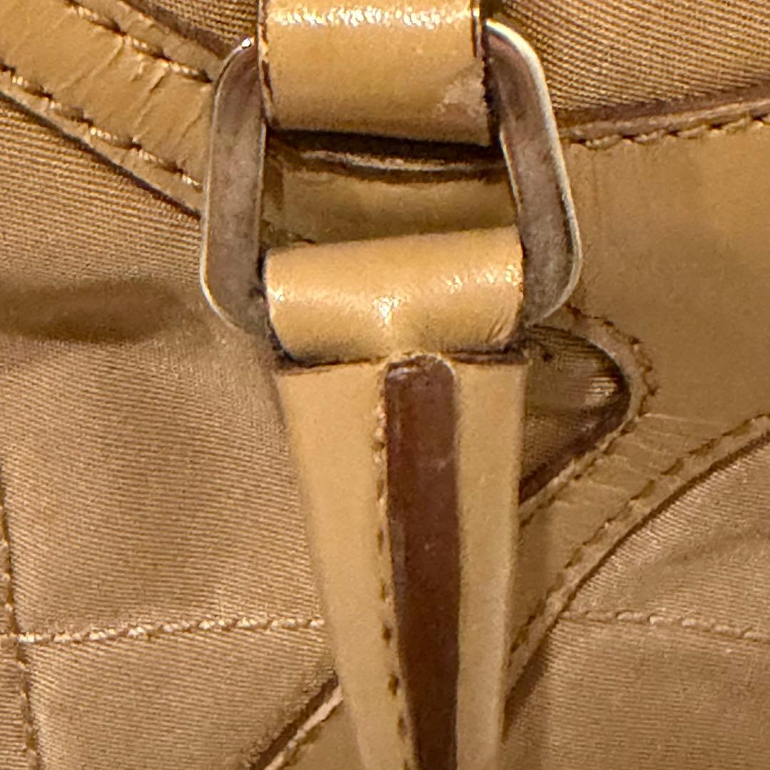 PRADA プラダ　ナイロンバッグ　革　カーキ　三角ロゴ　y2k 鑑定済み