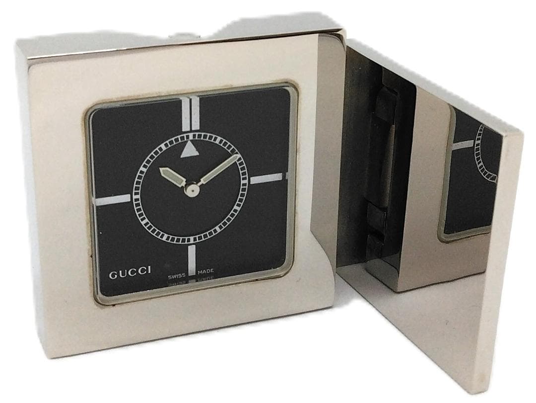 グッチ 置時計トラベルクロック 保存ケース有 クォーツ 中古品 (149085)