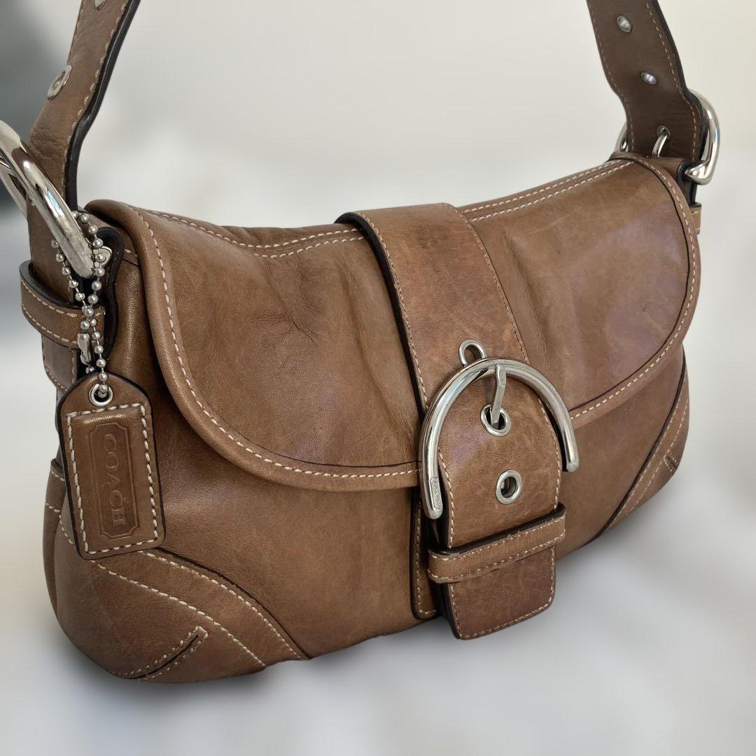 【美品】コーチ ソーホー ワンショルダー ハンドバッグ レザー キャメル