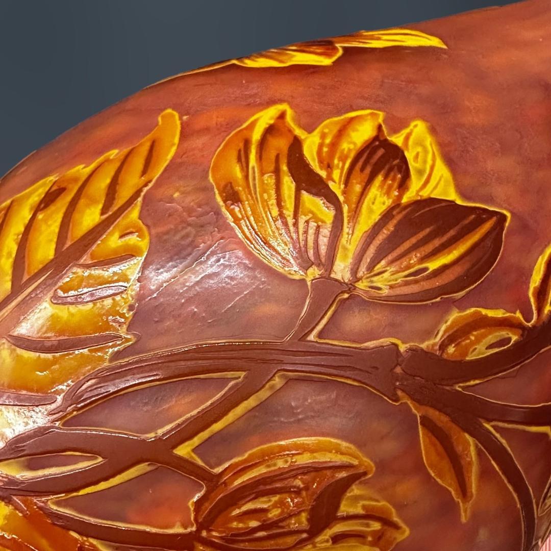 【証明書】　エミールガレ 　　花瓶　カメオ彫り　被せガラス　高さ26ｃｍ