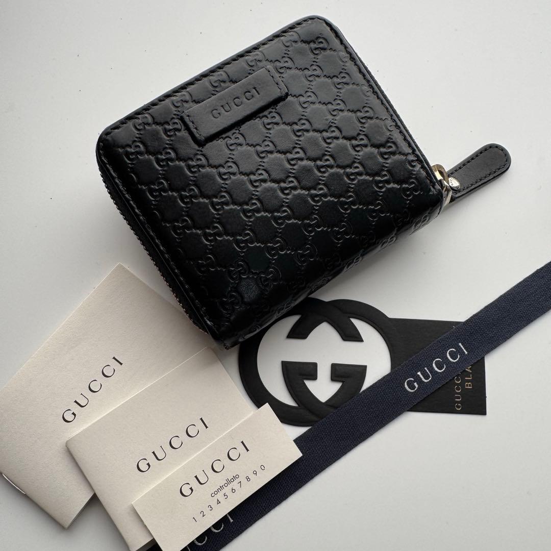【美品】 20 GUCCI グッチ マイクロ シマ 2つ折り 財布