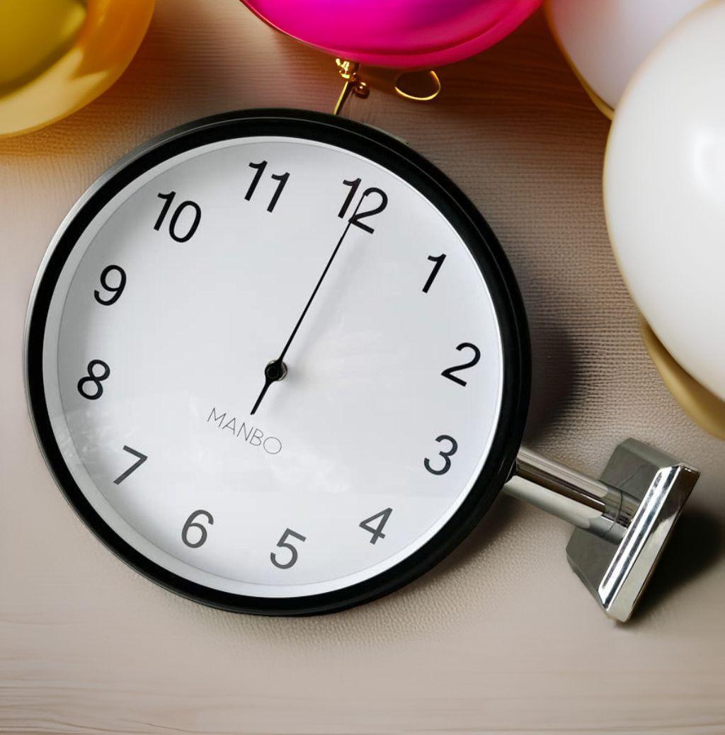 S*M様 MANBO 両面電波掛け時計 ブラック/ホワイト 310mm