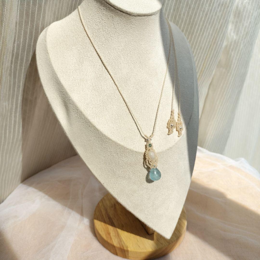 オパール　アクアマリン　マクラメ編みネックレス　他1点同梱