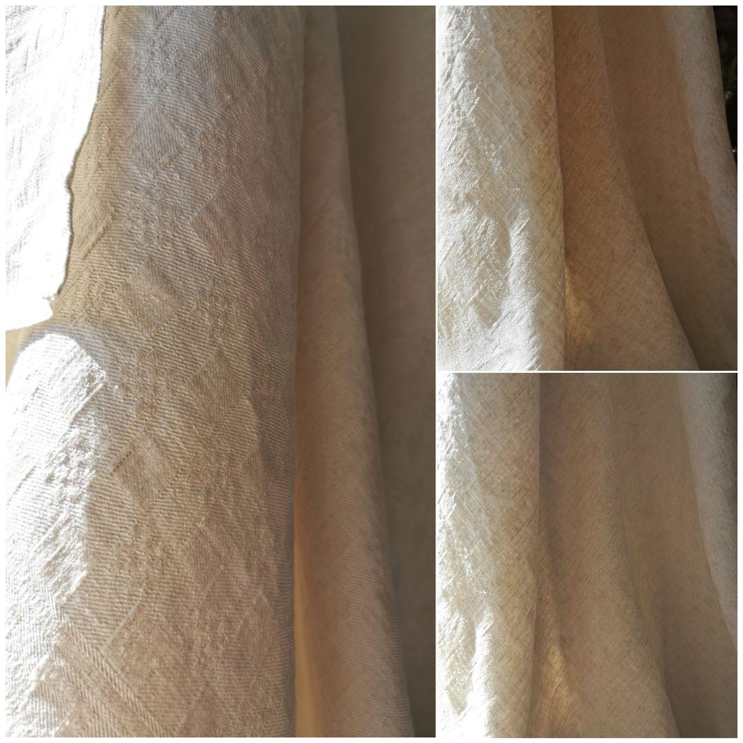 アンティーク フランス1880頃 幾何学模様ダマスク織り天然リネン ラージクロス