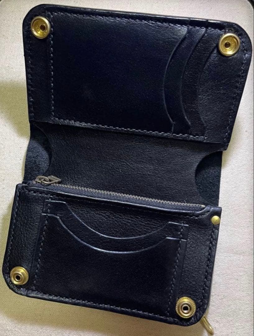 ミドル トラッカーウォレット 三層 ピックポケット無し 姫路レザー ヌメ革